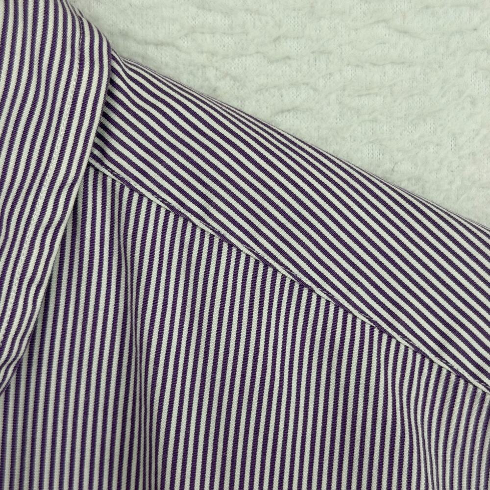 RALPH LAUREN Shirt Mens 17 34-35 Dress Oxford Striped Classic Fit Cotton Purple